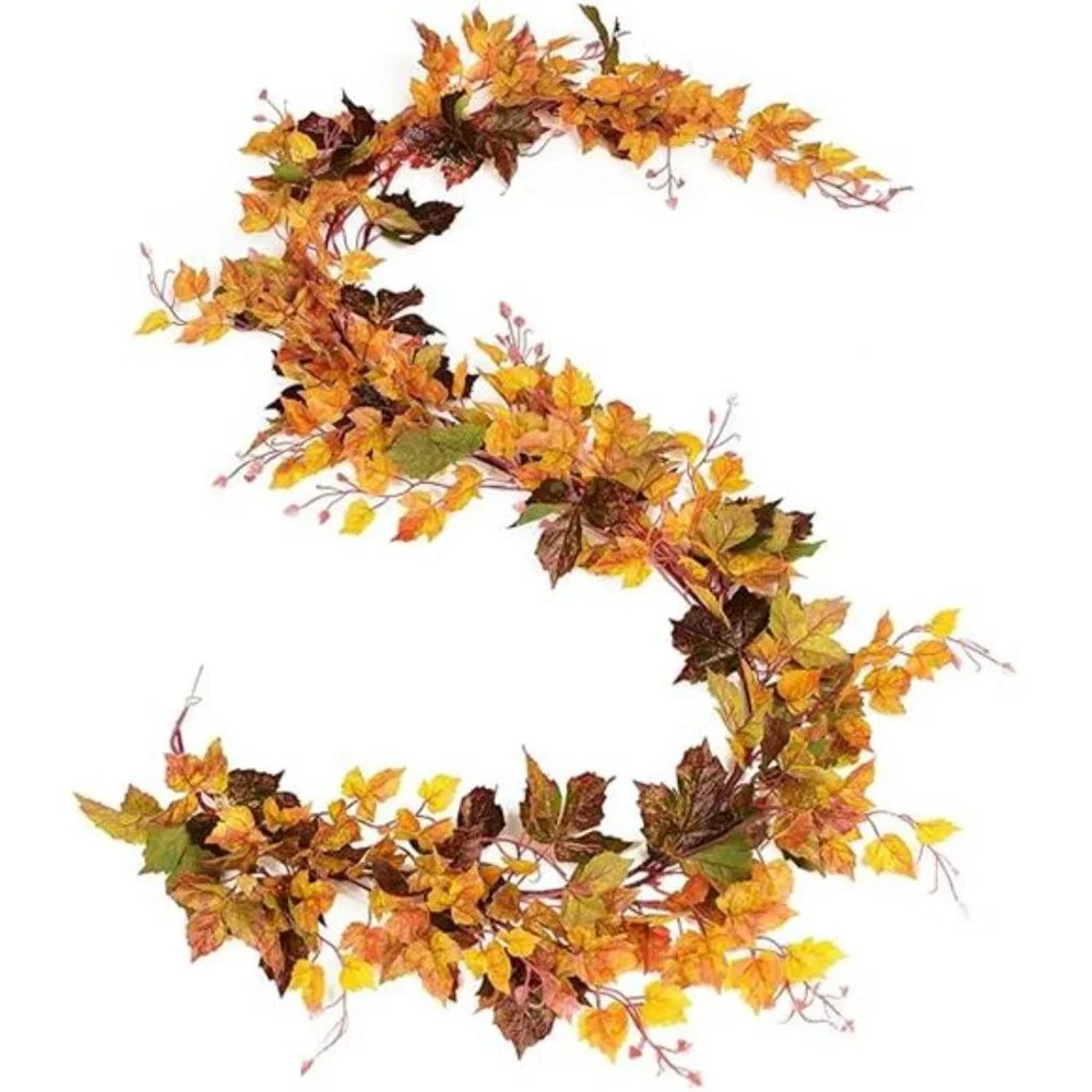 2 Pack Maple Leaf Vine Garland, 6.5 Ft/Piece Artificial Autumn Foliage